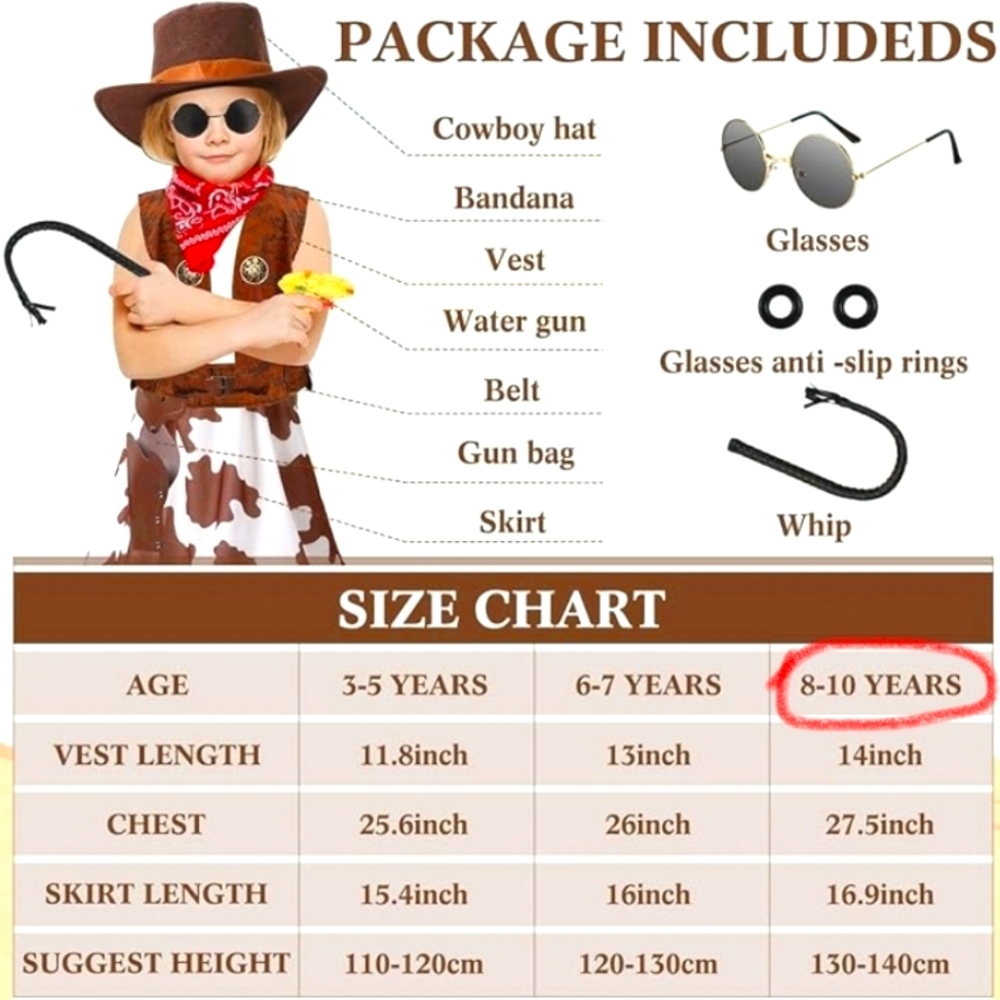 Halloween Panitay Cowgirl Costume Set - girls, size L - Picture 7 of 7